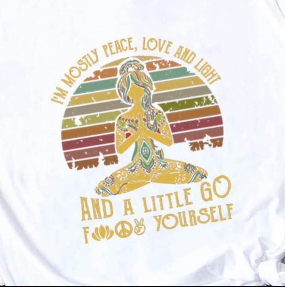 Peace, Love, Light, and %#*! White T-Shirt New in Bag - Picture 2 of 3